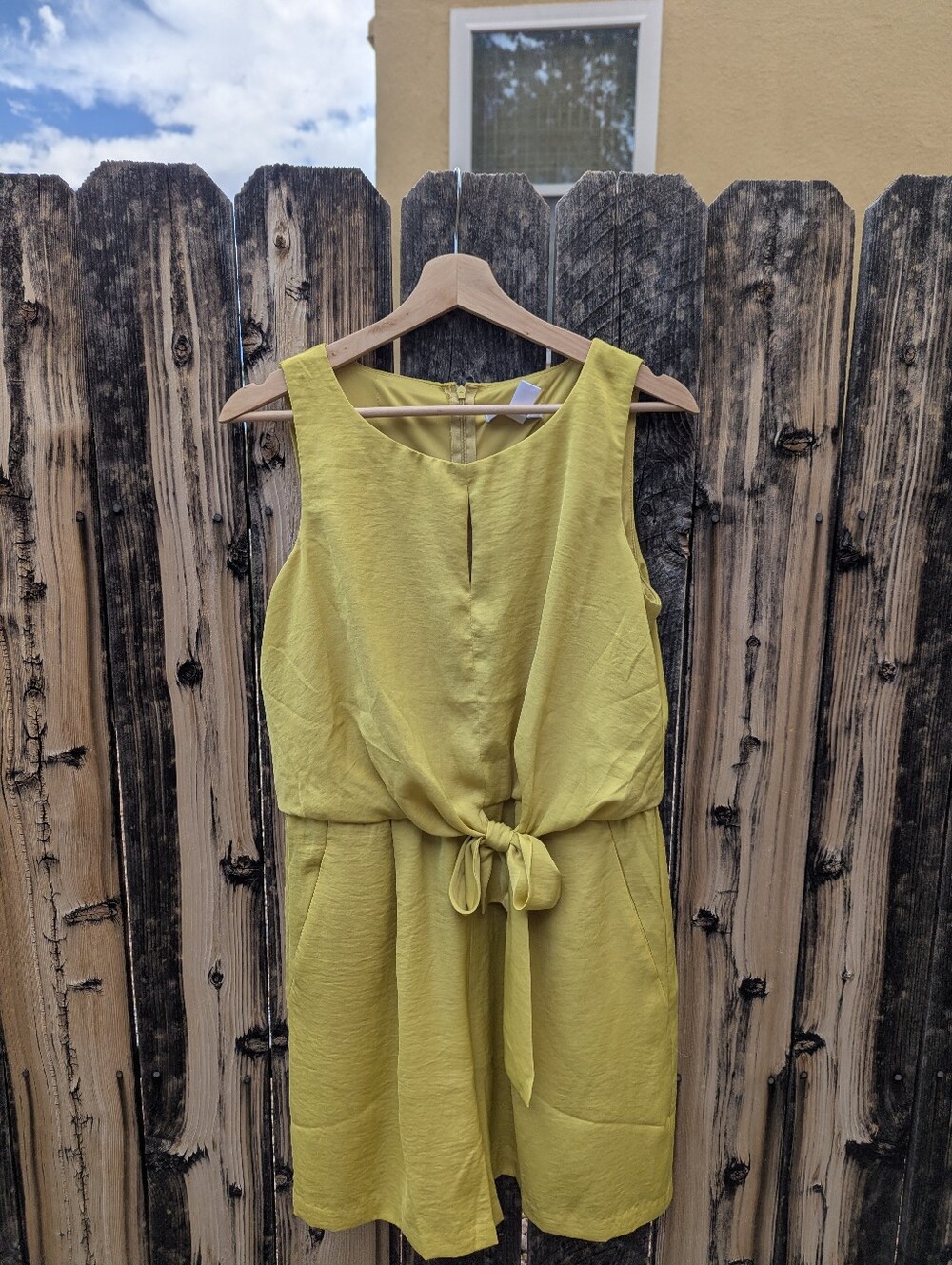 Sleeveless Charteuse Tie-Waist Romper